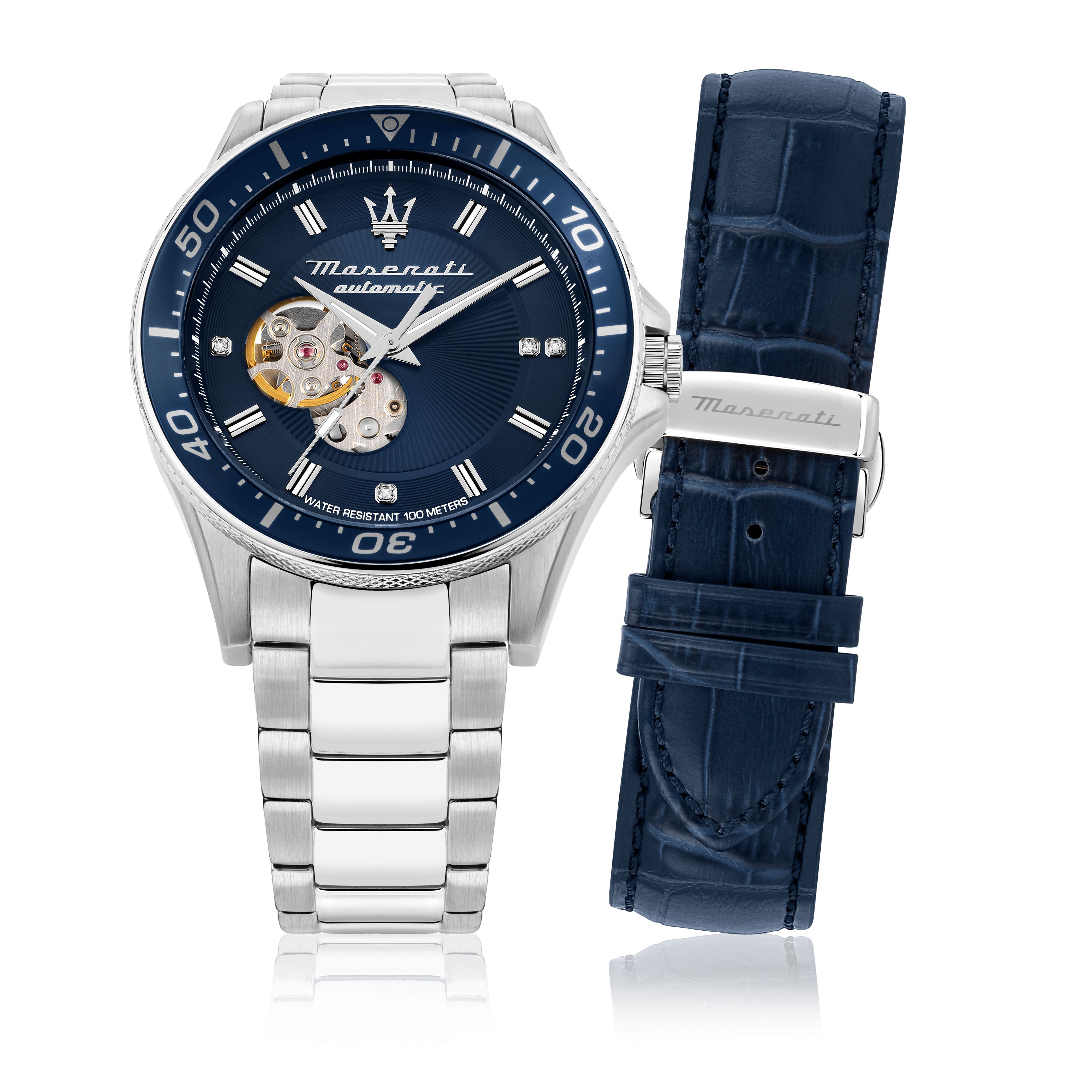 Maserati Men's Automatic Watch with Blue Dial - MAS-0007+Strap