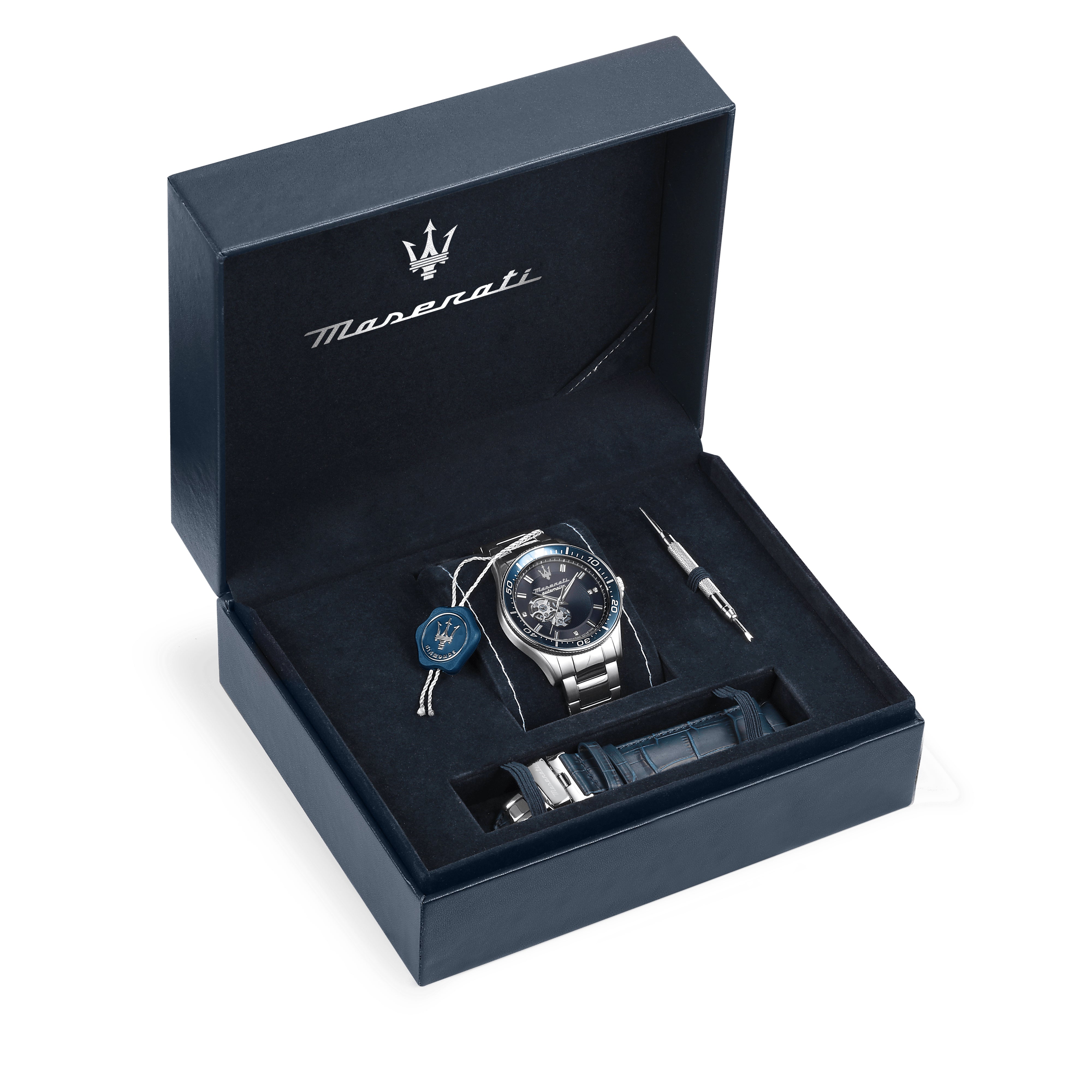 Maserati Men's Automatic Watch with Blue Dial - MAS-0007+Strap