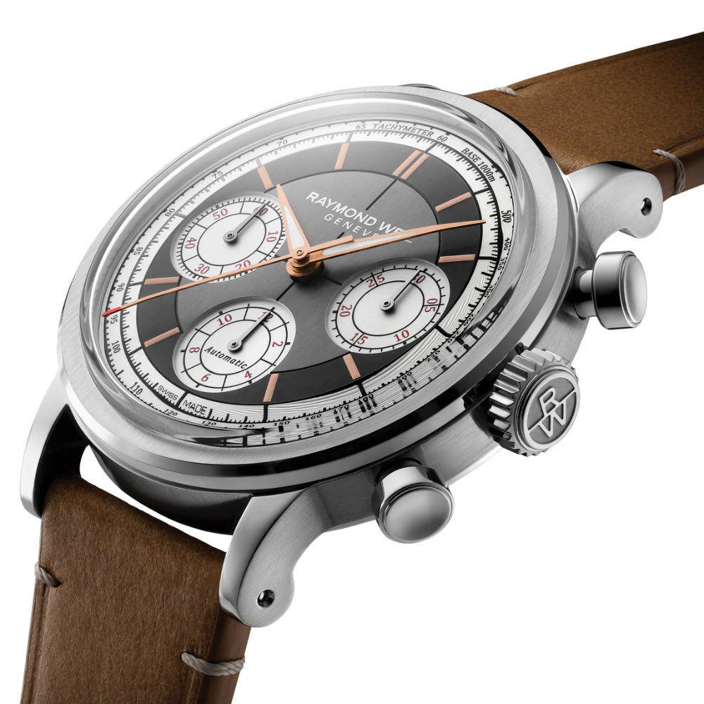 ساعة ريموند ويل ميليزيم تراي كومباكس كرونوغراف أوتوماتيكية بمينا رمادي RW-0387