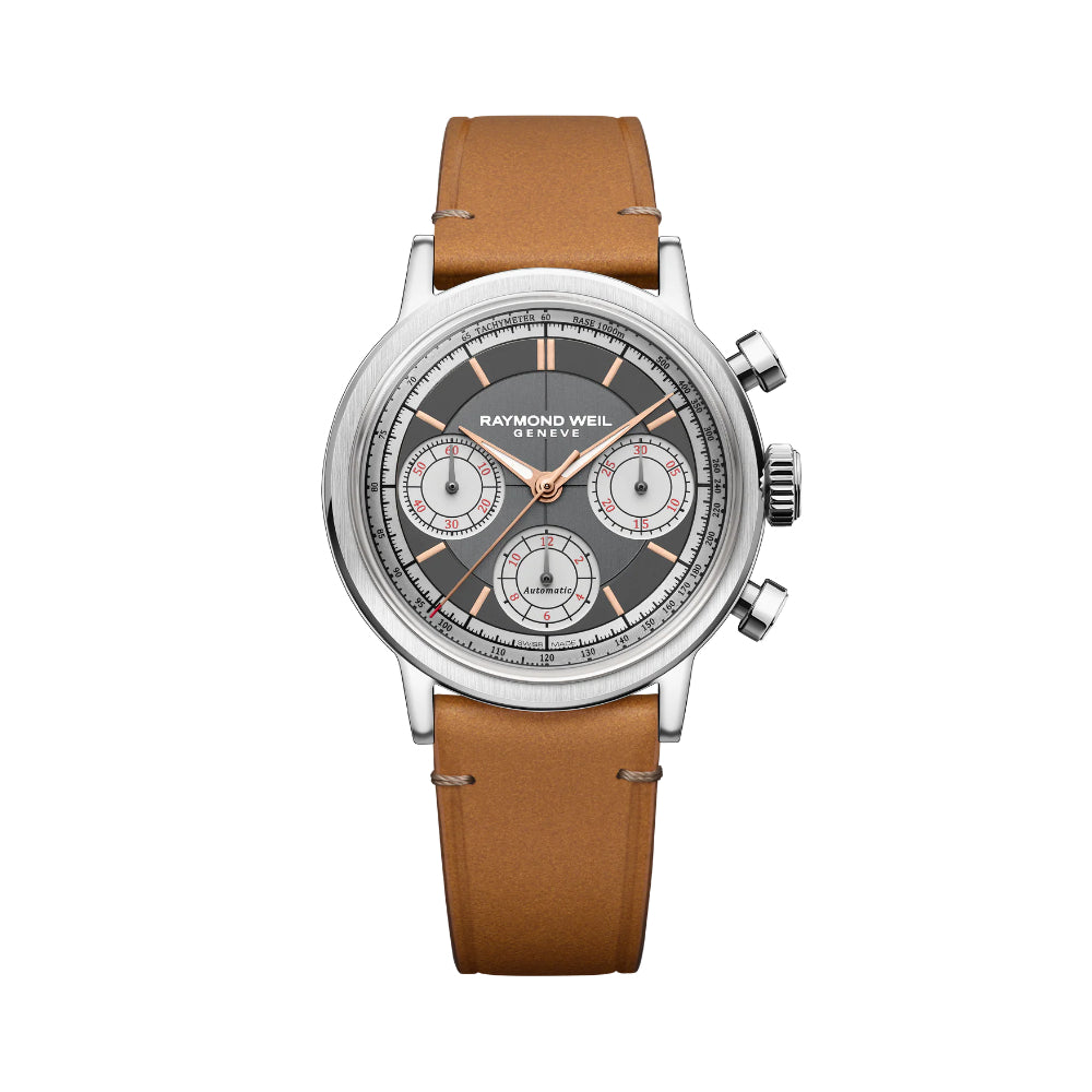 ساعة ريموند ويل ميليزيم تراي كومباكس كرونوغراف أوتوماتيكية بمينا رمادي RW-0387