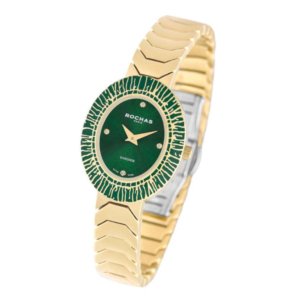 Rochas Women's Quartz Watch, Green Dial - RHC-0009(4/DMND)