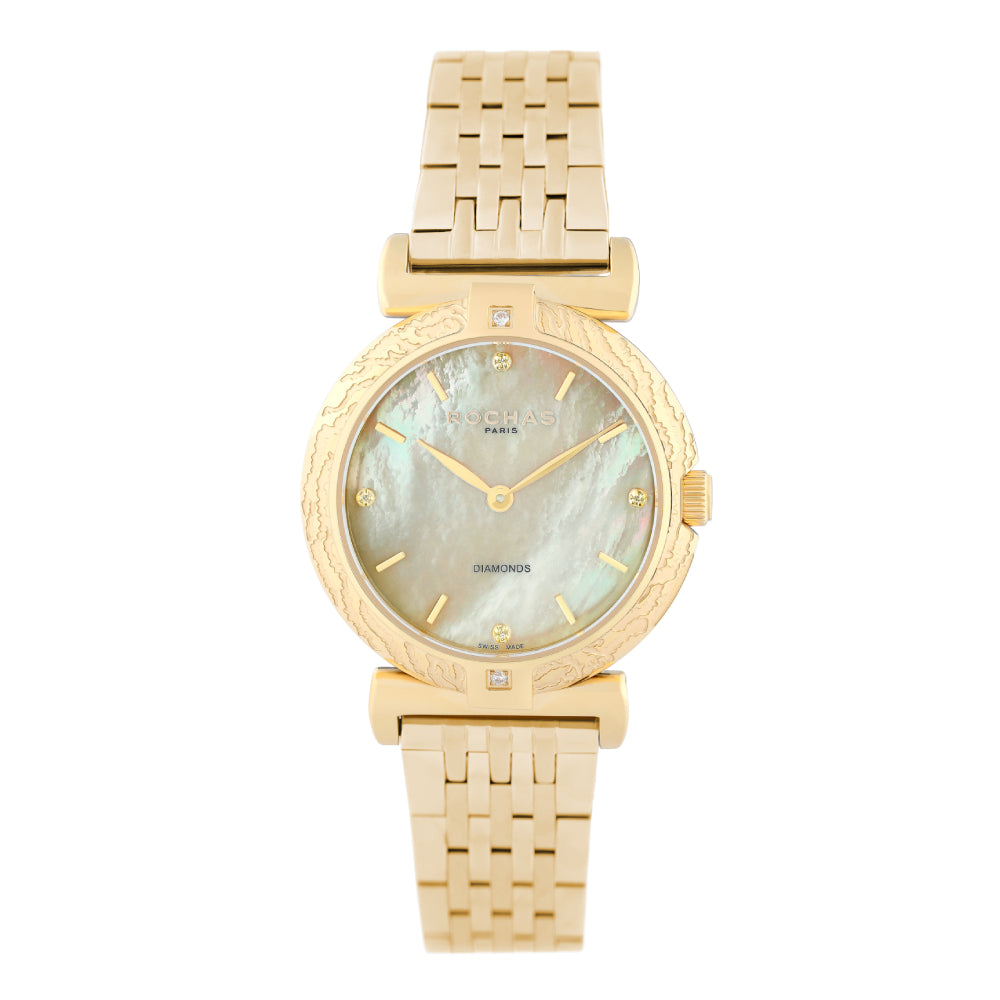 Rochas Women's Quartz Watch with Pearly Yellow Dial - RHC-0019(6/DMND)