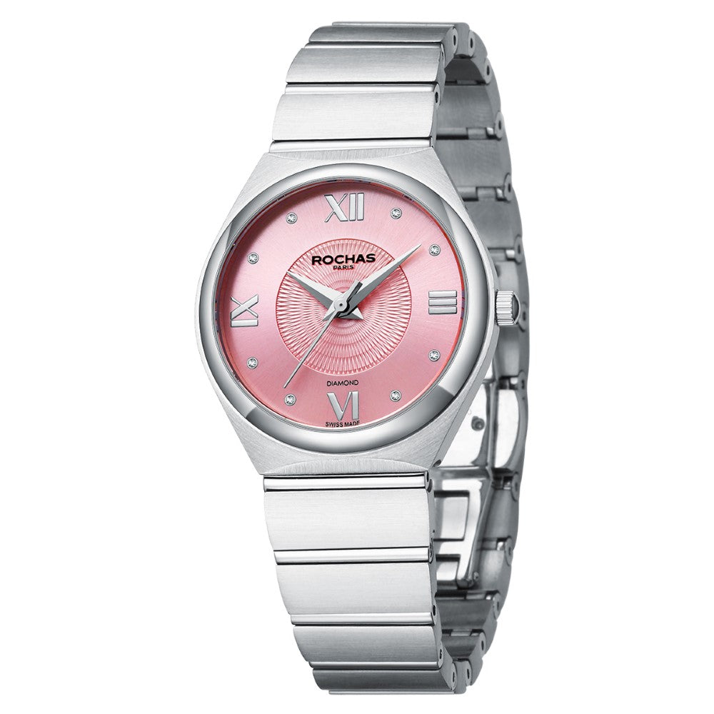 Rochas Women's Quartz Watch, Pink Dial - RHC-0040(8/DMND)