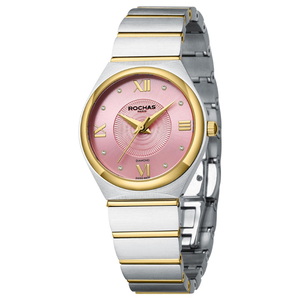 Rochas Women's Quartz Watch, Pink Dial - RHC-0042(8/DMND)