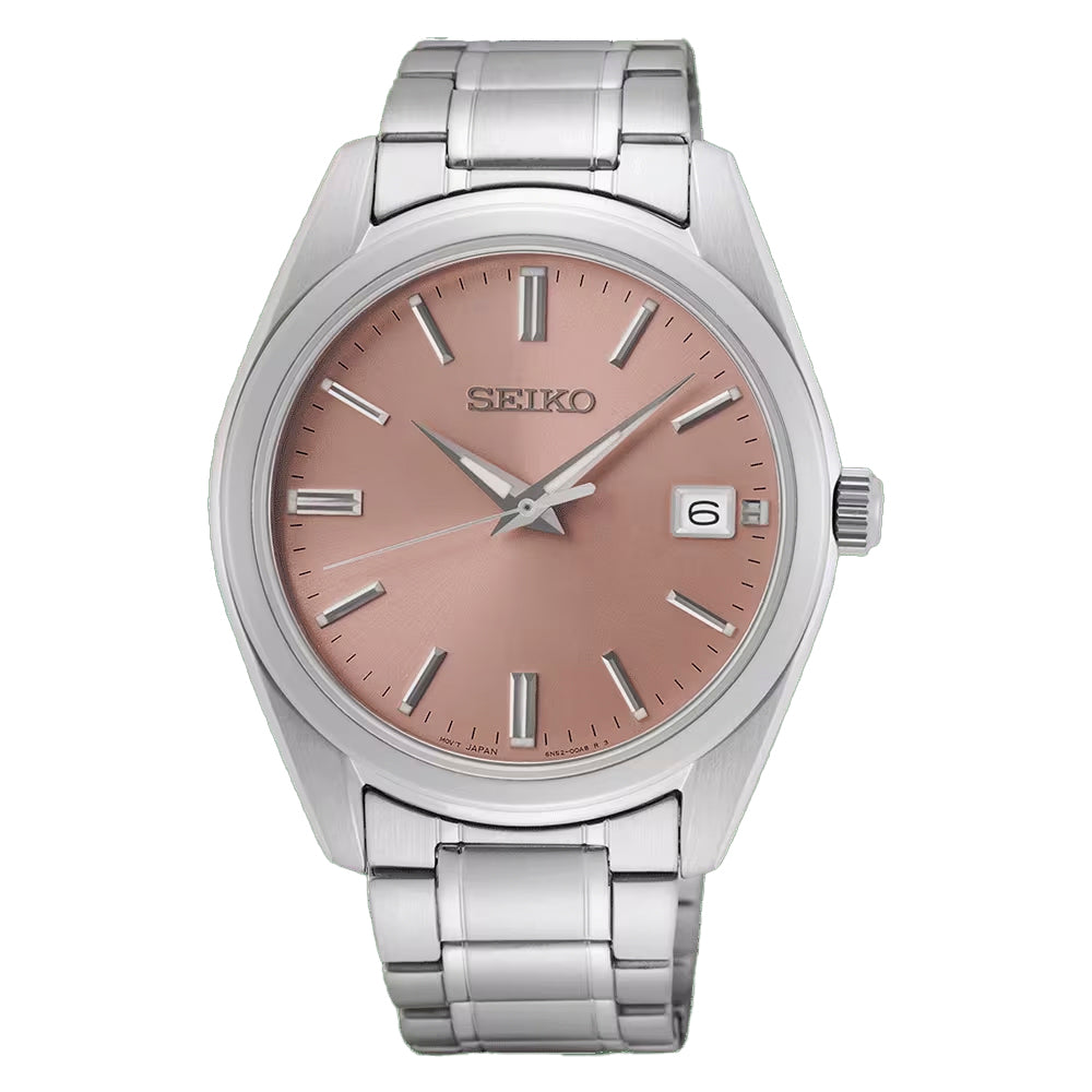 ساعة سيكو كوارتز أنالوج للرجال ميناء باللون الوردي  SEIKO-0063