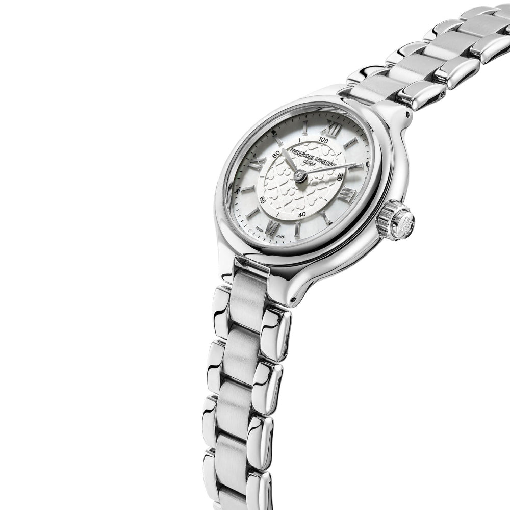 ساعة فريدريك كونستانت النسائية بحركة كوارتز ولون مينا أبيض - FC-0026