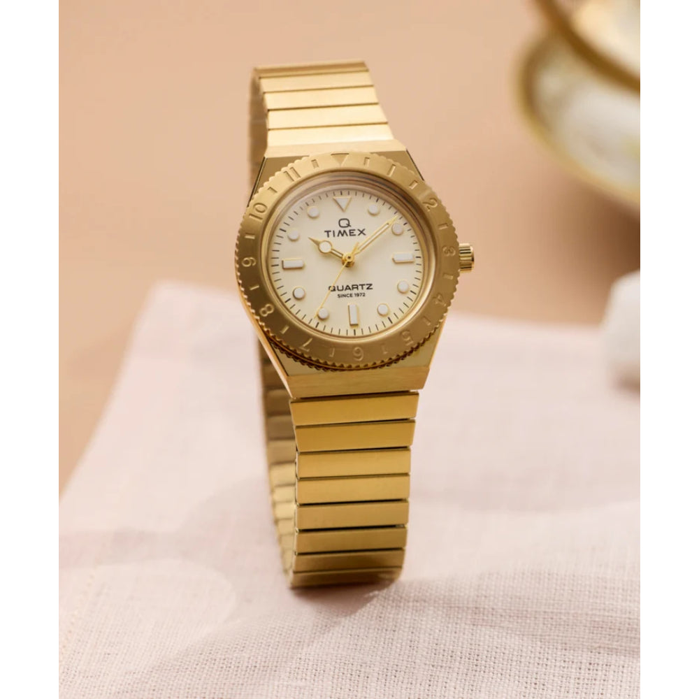 Timex Q NASA Women's Watch with Quartz Movement and Gold Dial – TMX-0048