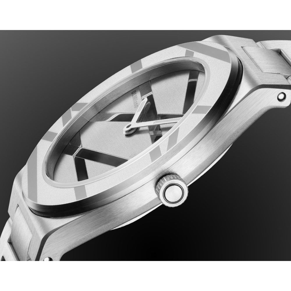 ساعة دي وان ميلانو Ultra Thin Silver Inlay النسائية كوارتز - ML-0445