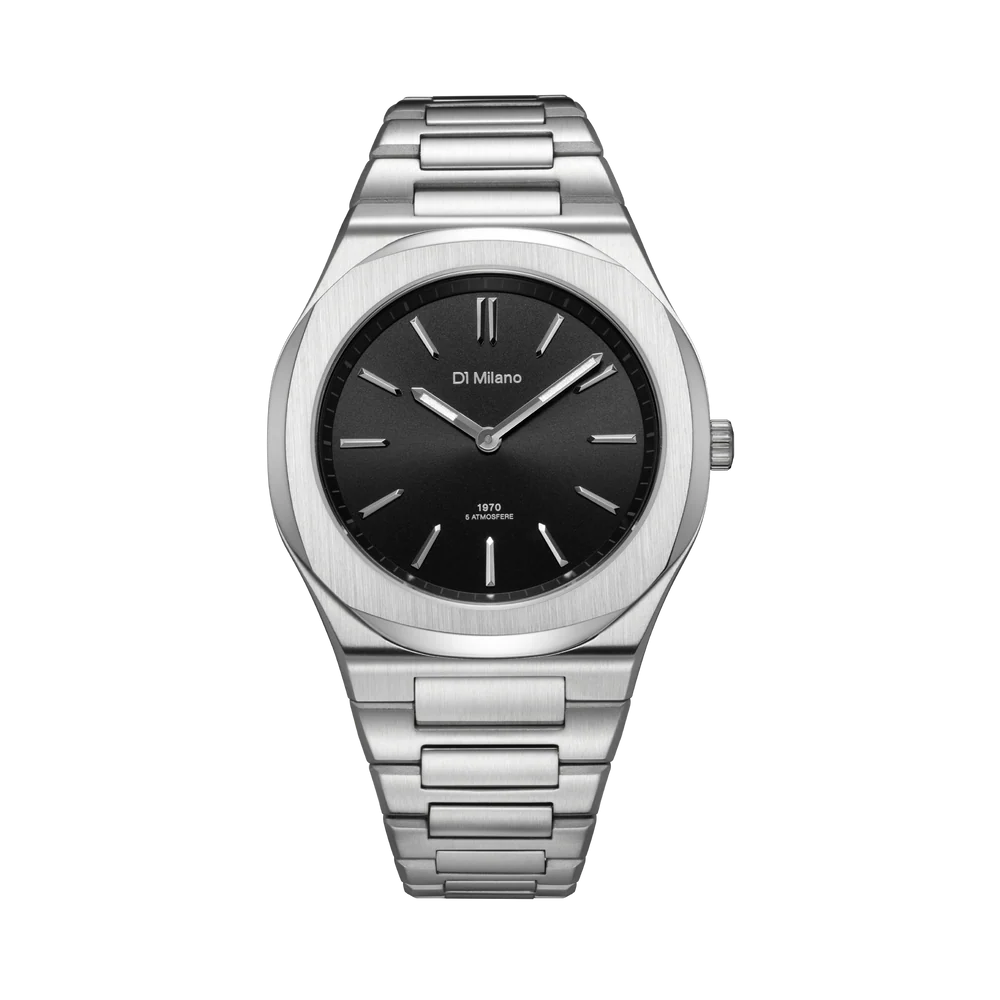 D1 Milano Men's Ultra-Thin Quartz Watch with Black Groovy Dial - ML-0398