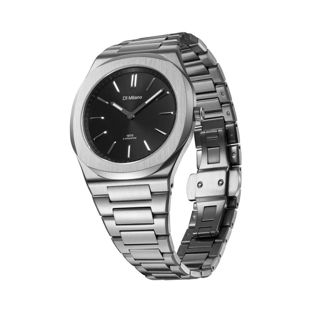 D1 Milano Men's Ultra-Thin Quartz Watch with Black Groovy Dial - ML-0398