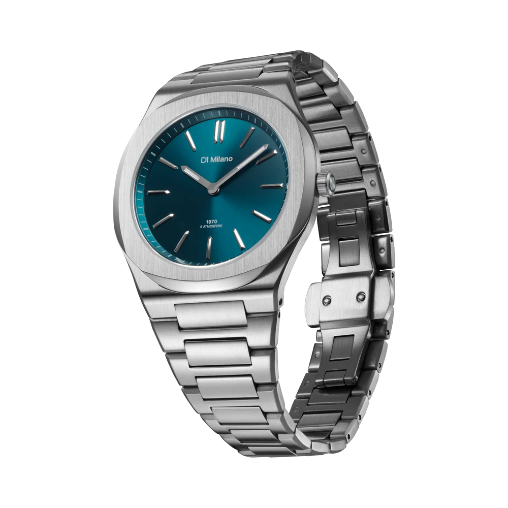 D1 Milano Men's Ultra-Thin Quartz Watch with Green Groovy Dial - ML-0400