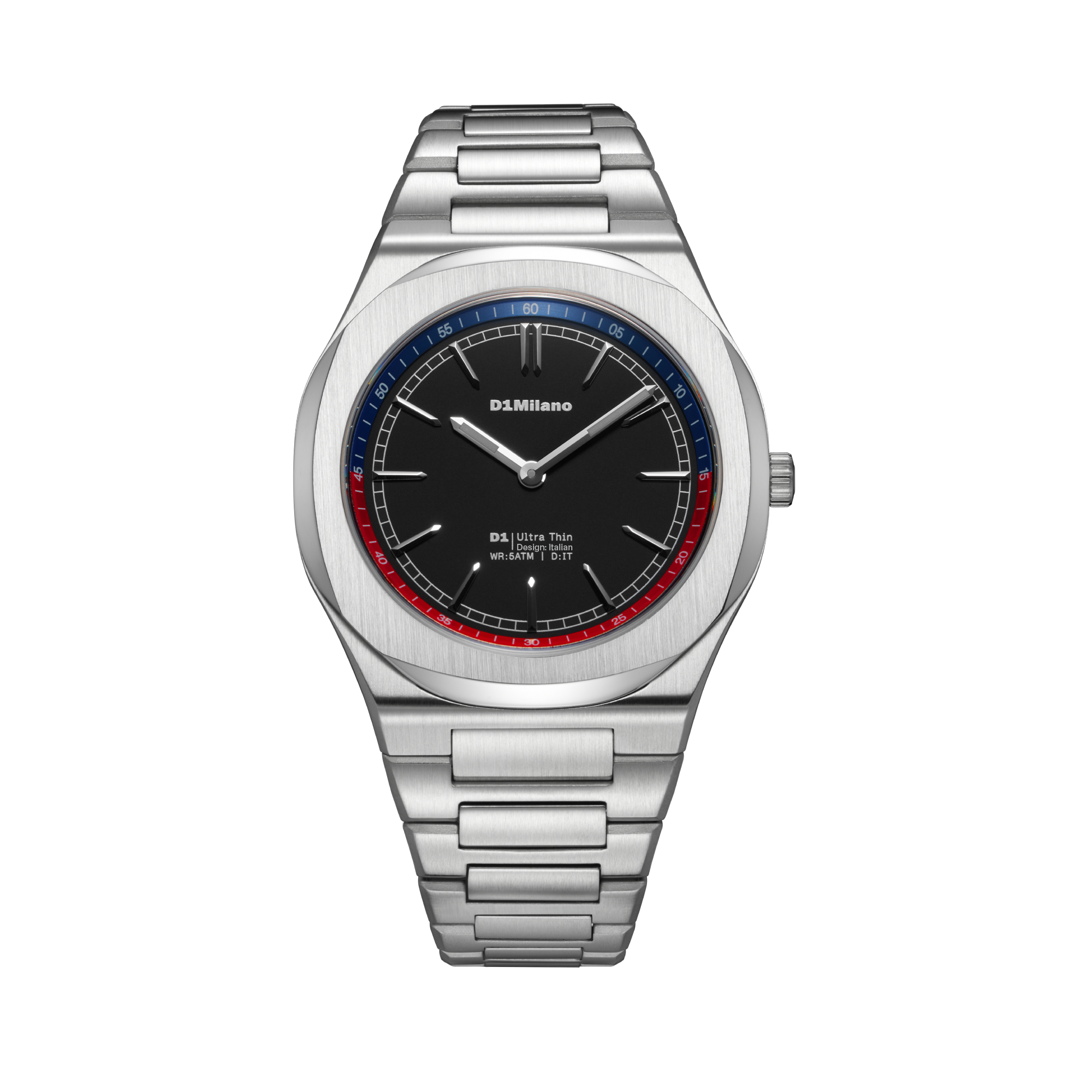 ساعة دي وان ميلانو الرجالية بحركة كوارتز ومينا أسود مطفي ML-0425