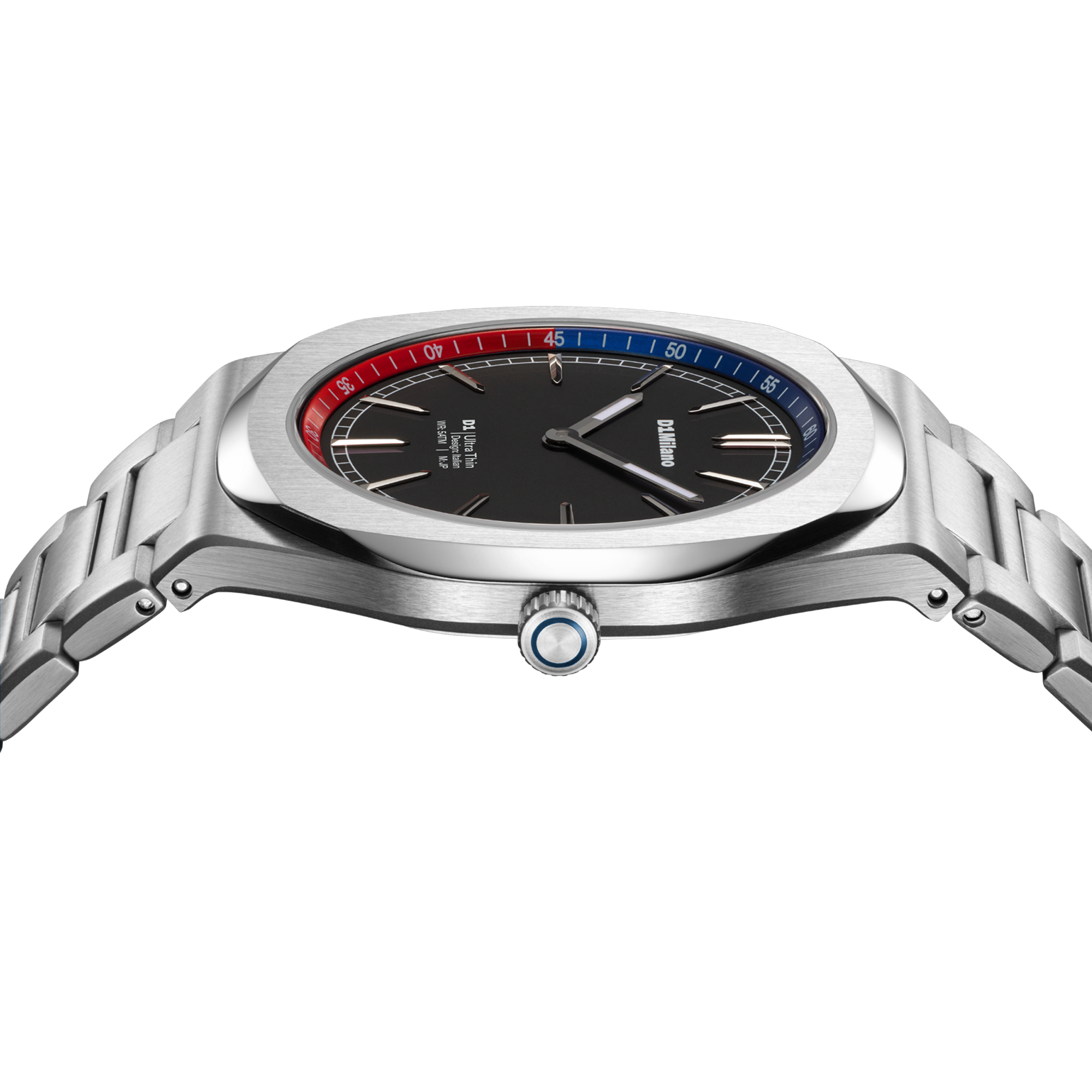 ساعة دي وان ميلانو الرجالية بحركة كوارتز ومينا أسود مطفي ML-0425