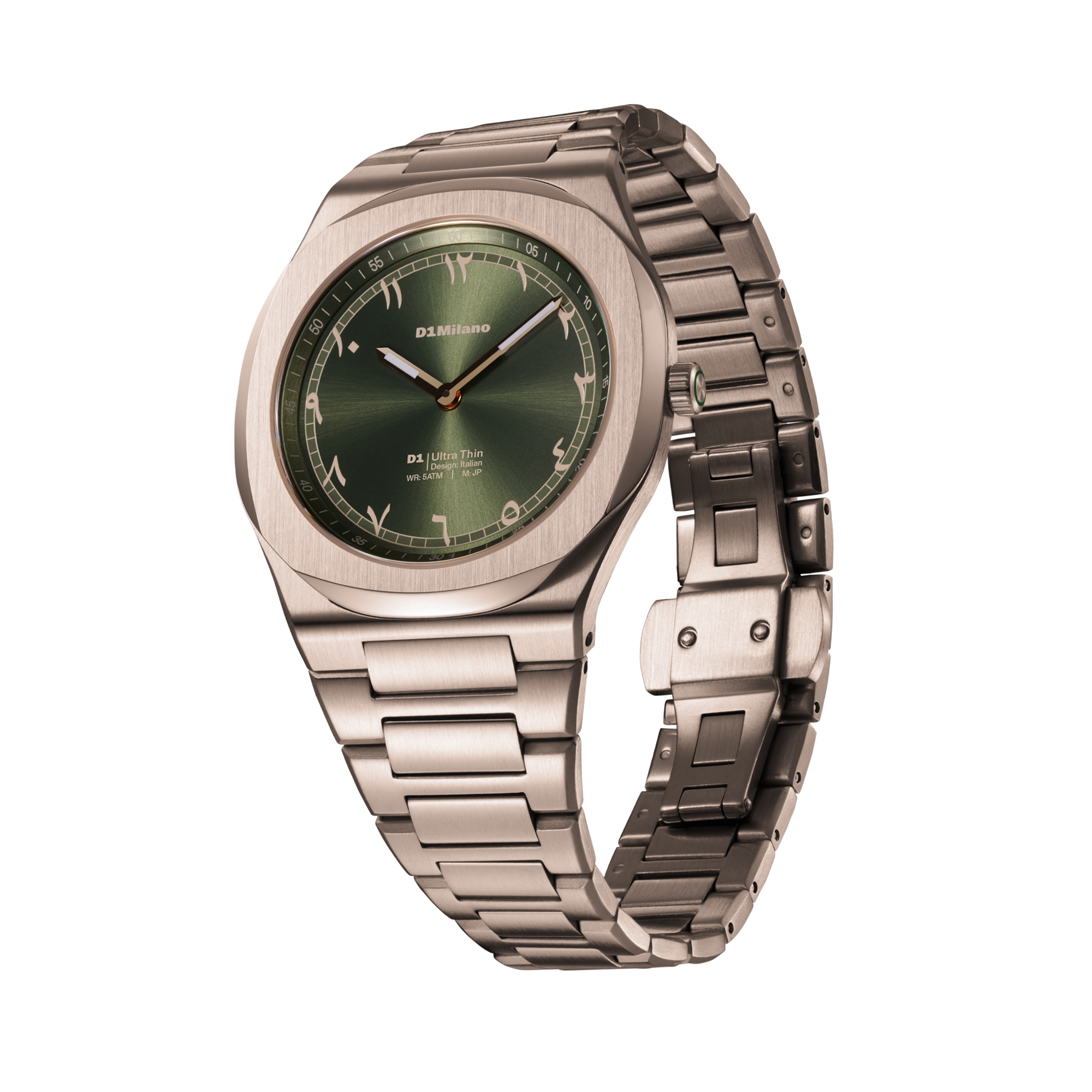 ساعة دي وان ميلانو الرجالية بحركة كوارتز ومينا أخضر سولي ML-0426