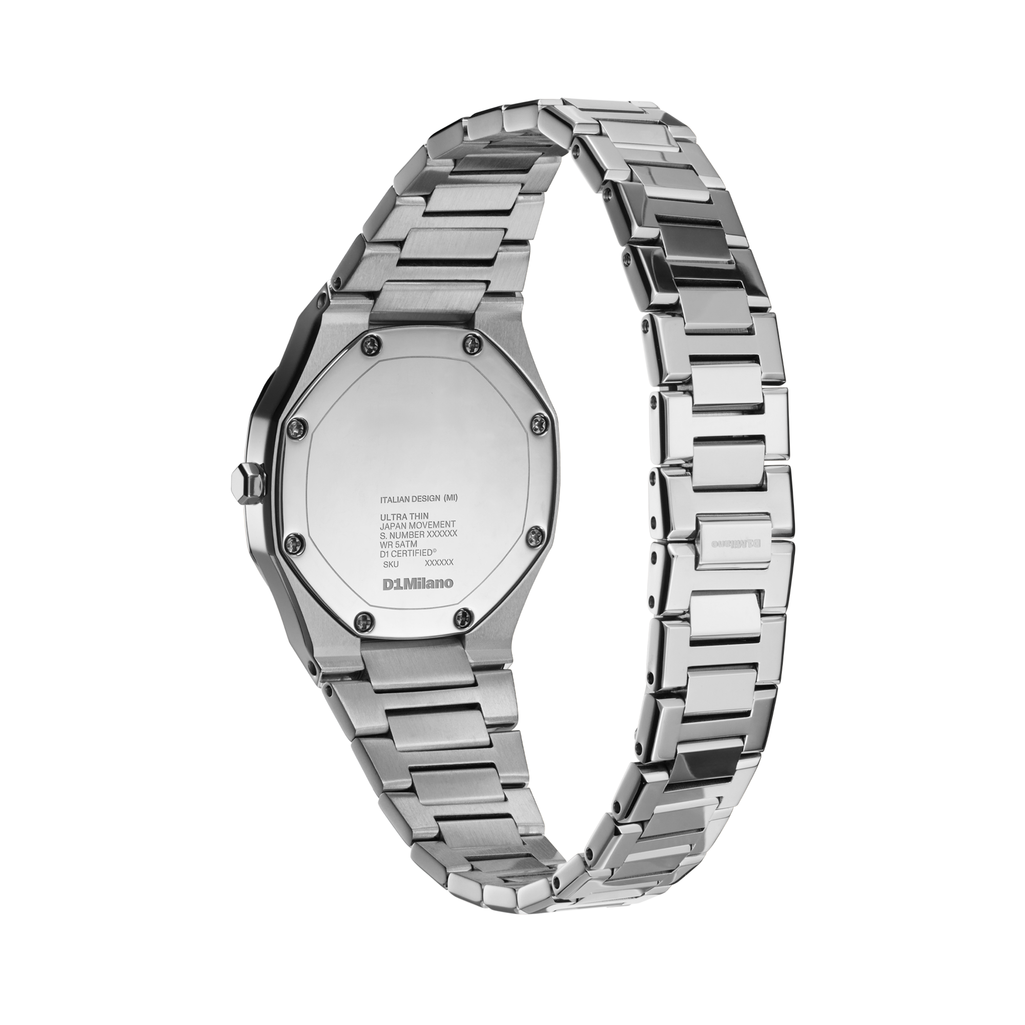 ساعة دي وان ميلانو النسائية بحركة كوارتز ومينا فضي مرآة ML-0428