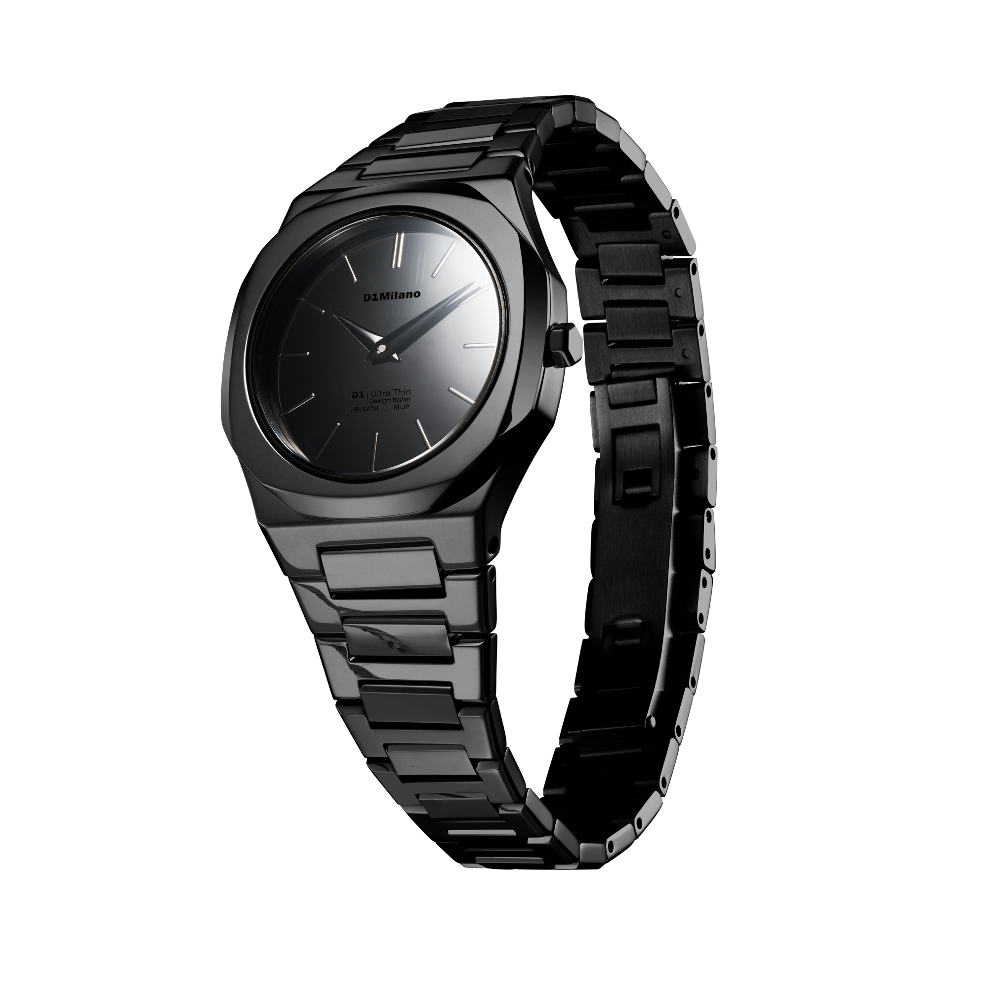 ساعة دي وان ميلانو النسائية بحركة كوارتز ومينا أسود مرآة ML-0430