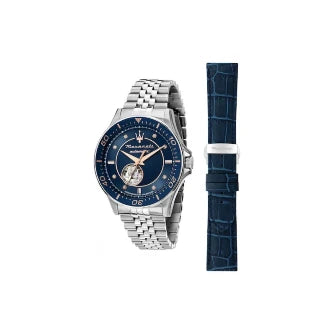 Maserati Men's Sveda Automatic Watch with Blue Dial MAS-0038+L/DMND