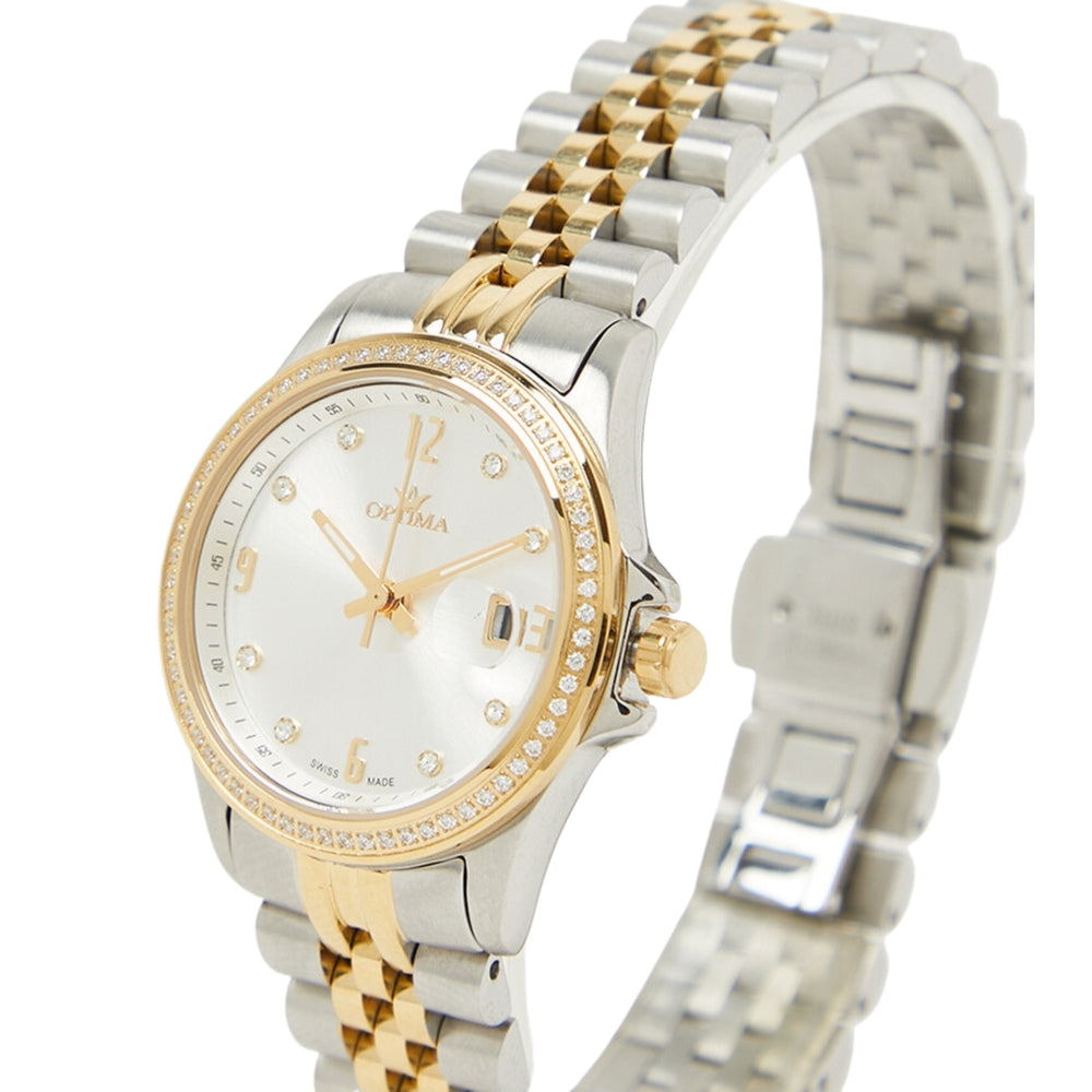 Optima Women's Swiss Quartz Watch with White Dial - OPT-0017
