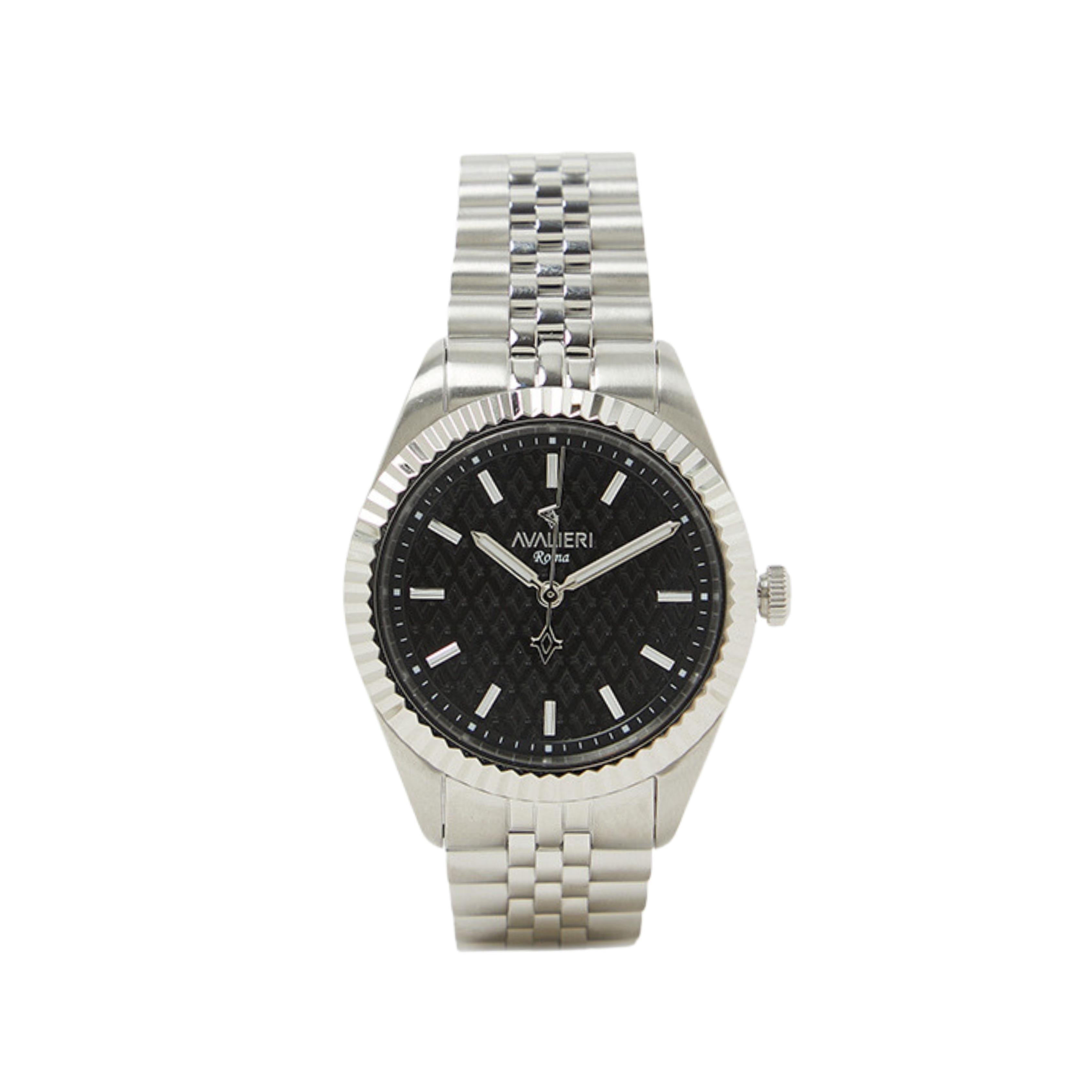 Avalieri Men's Quartz Black Dial Watch - AV-2602B