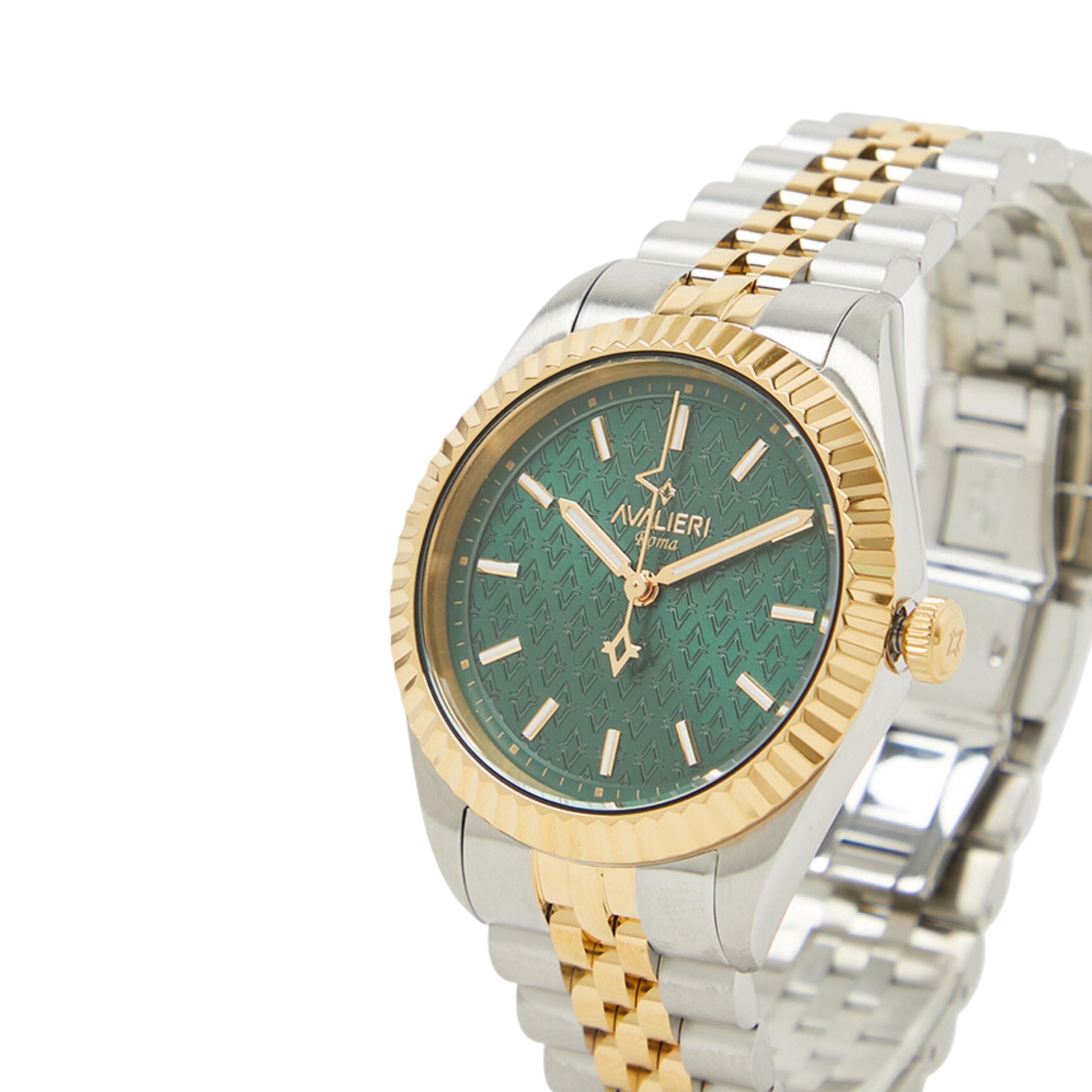 Avalieri Men's Quartz Green Dial Watch - AV-2600B
