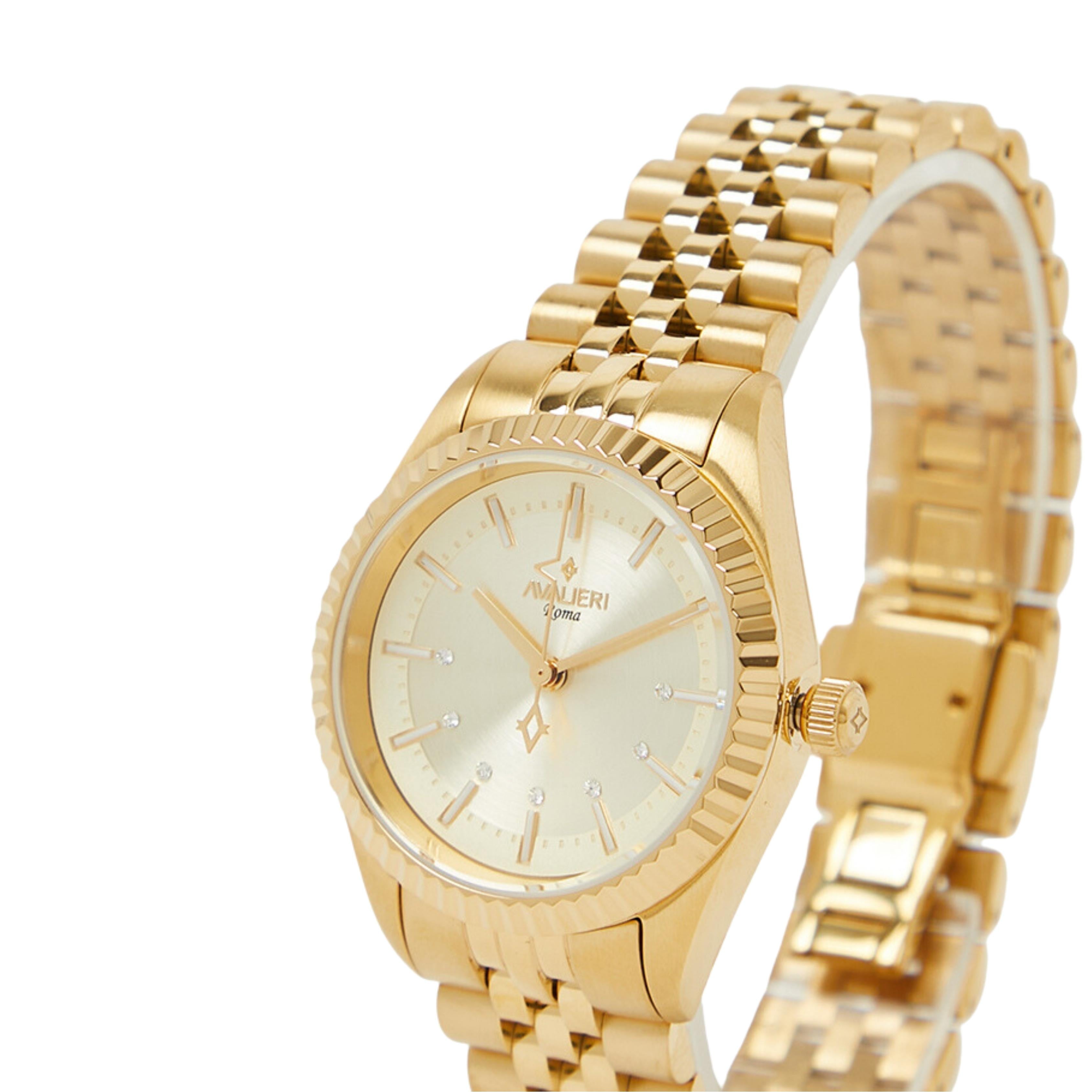 Avalieri Women's Quartz Watch Gold Dial - AV-2604B