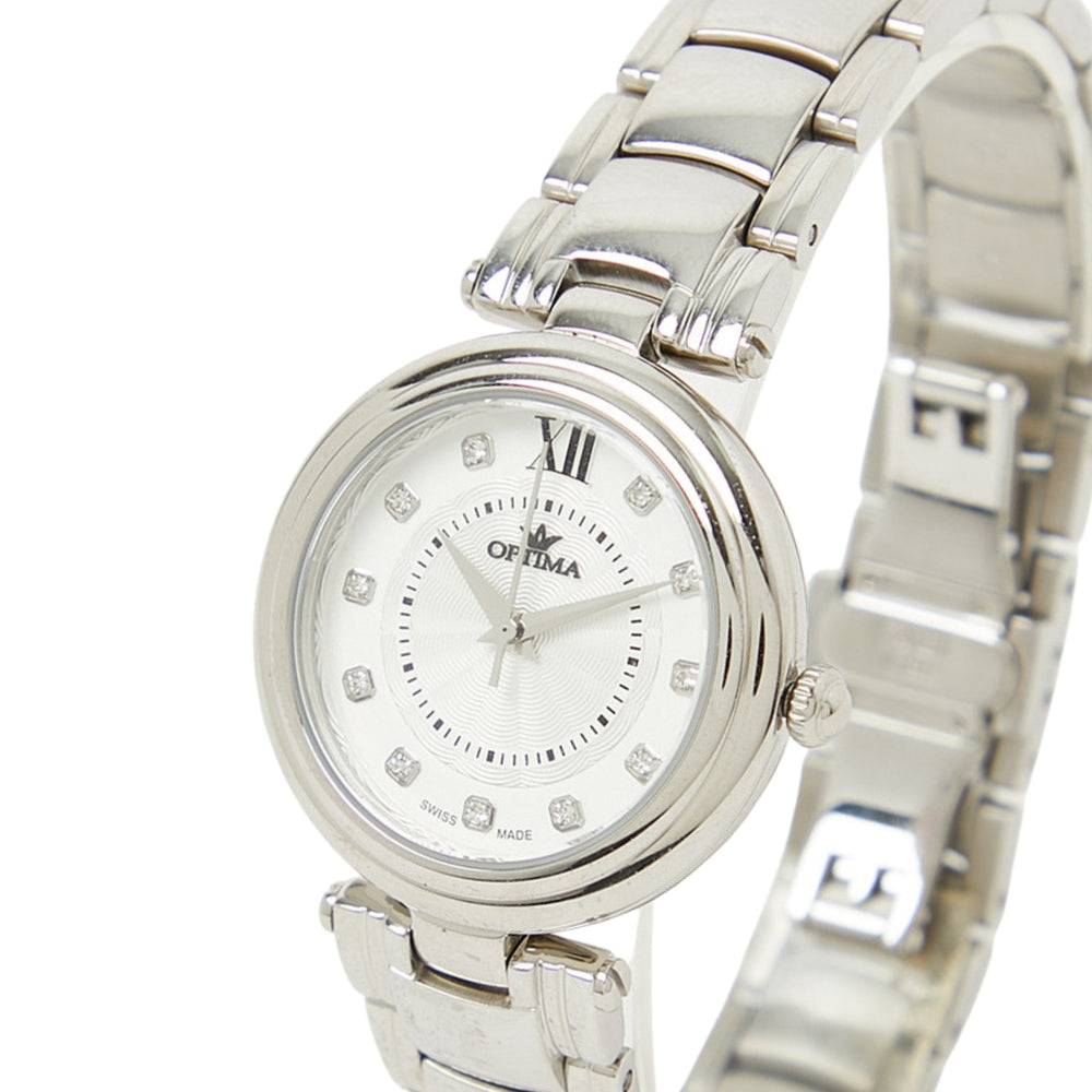 Optima Women's Swiss Quartz Watch with White Dial - OPT-0012