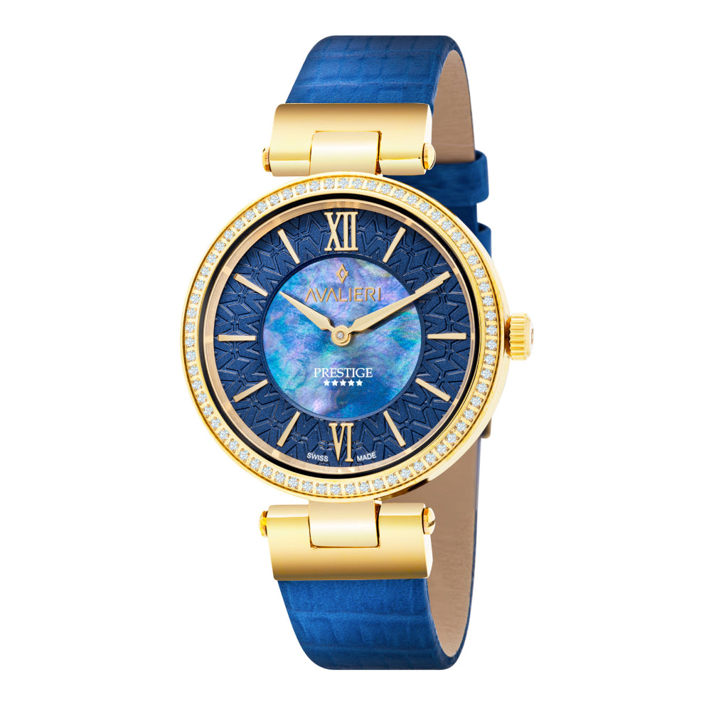 Avalieri Prestige Women's Swiss Quartz Movement Blue Dial Watch - AP-0037