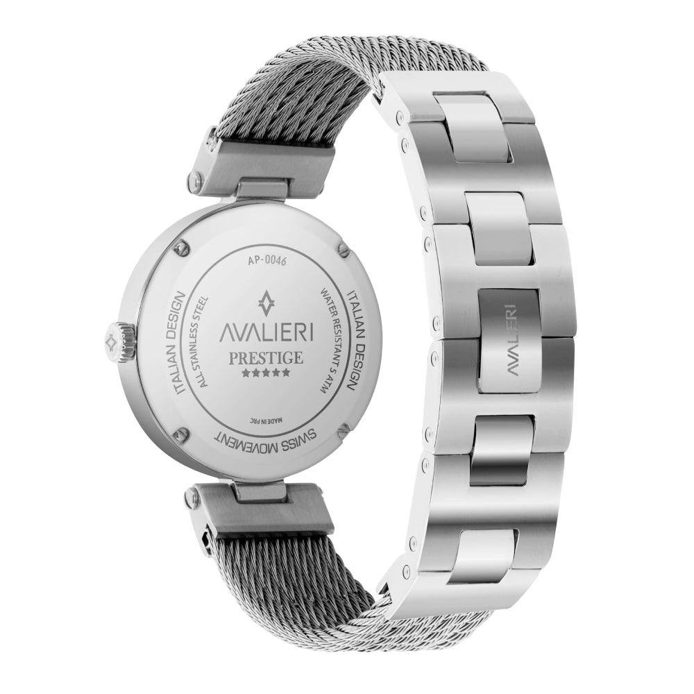 Avalieri Prestige Women's Swiss Quartz Movement Black Dial Watch - AP-0046