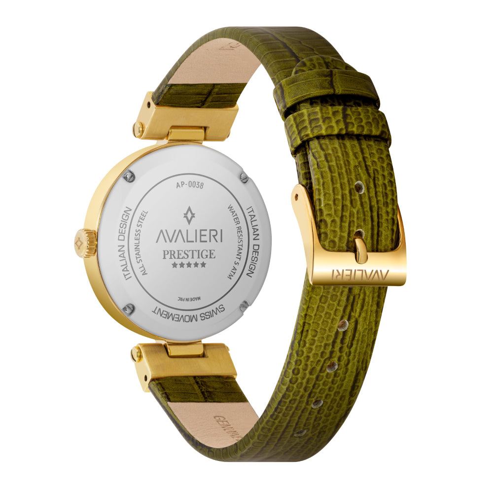 Avalieri Prestige Women's Swiss Quartz Movement Green Dial Watch - AP-0038