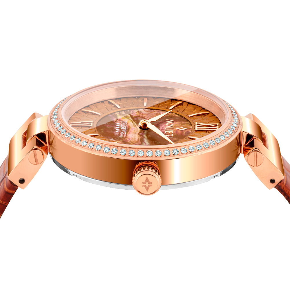 Avalieri Prestige Women's Swiss Quartz Movement Brown Dial Watch - AP-0039