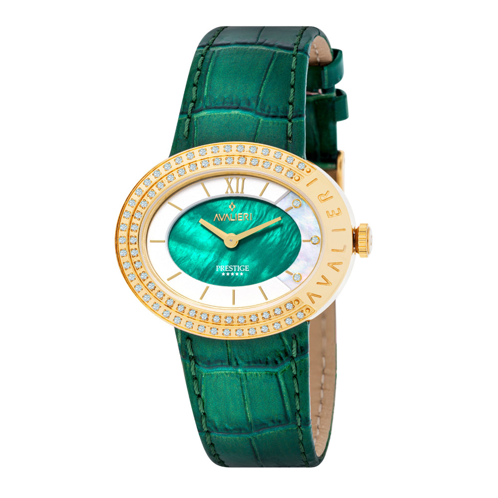 Avalieri Prestige Women's Swiss Quartz Movement Green Dial Watch - AP-0013 (73/D 0.365CT )
