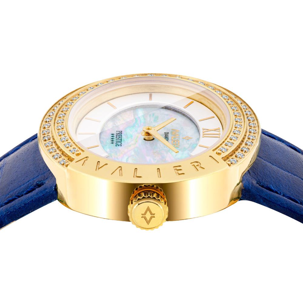 Avalieri Prestige Women's Swiss Quartz Movement White Dial Watch - AP-0011 (73/D 0.365CT )