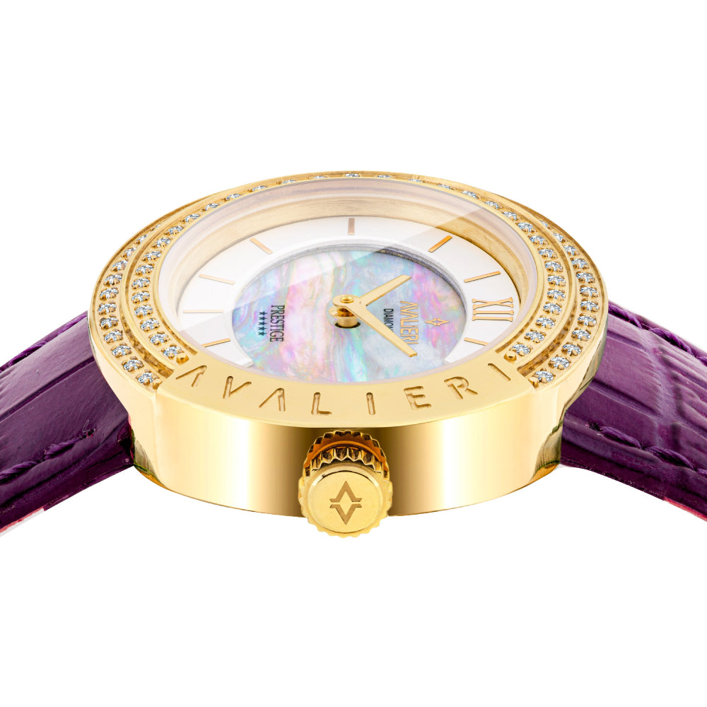 Avalieri Prestige Women's Swiss Quartz Movement White Dial Watch - AP-0012 (73/D 0.365CT )