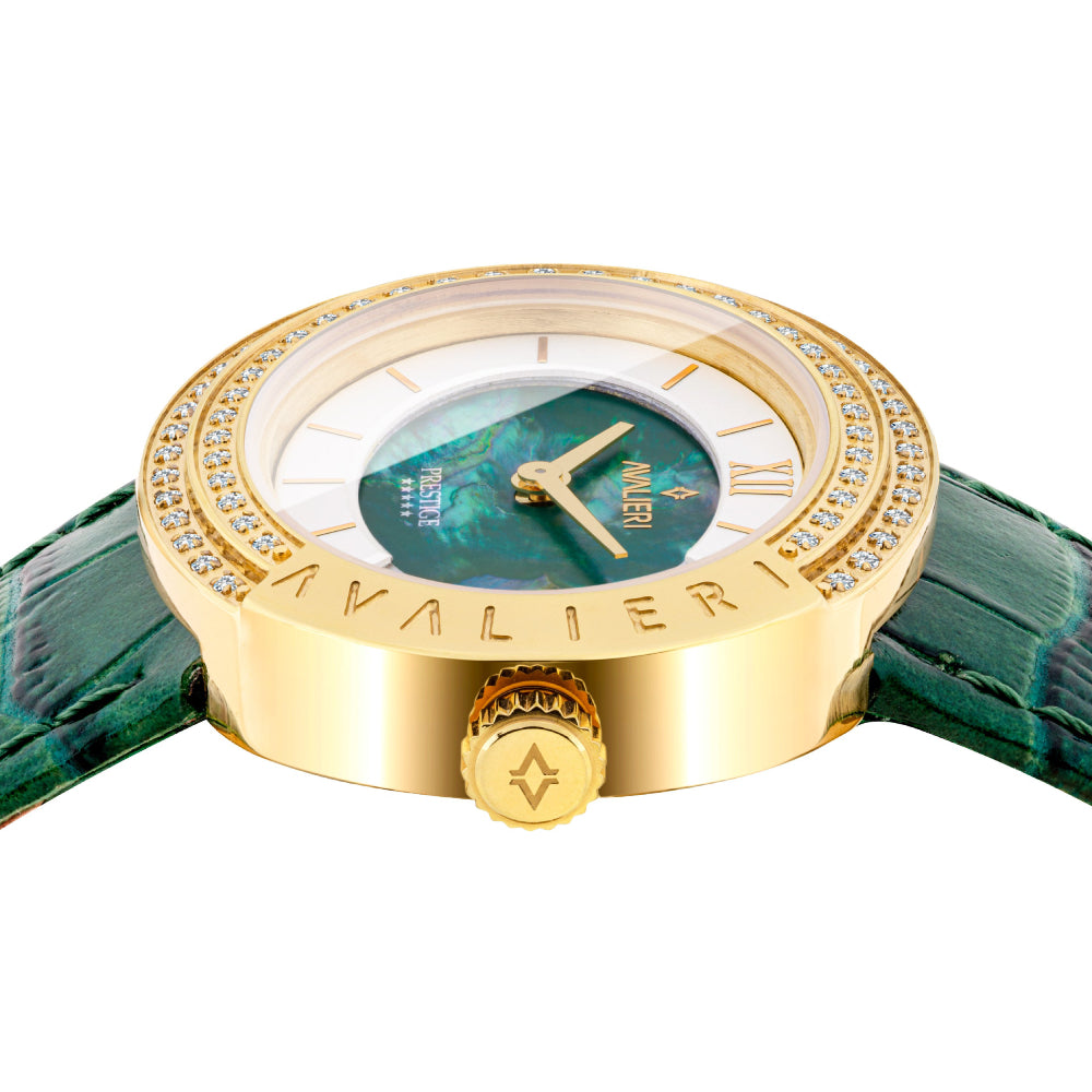 Avalieri Prestige Women's Swiss Quartz Movement Green Dial Watch - AP-0013 (73/D 0.365CT )