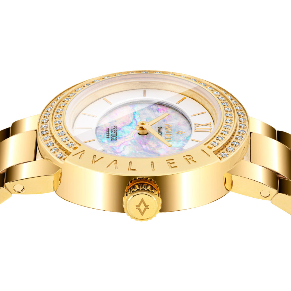 Avalieri Prestige Women's Swiss Quartz Movement White Dial Watch - AP-0018 (73/D 0.365CT )