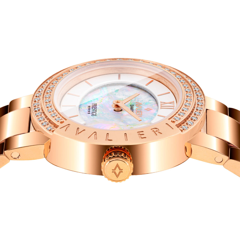 Avalieri Prestige Women's Swiss Quartz Movement White Dial Watch - AP-0020 (73/D 0.365CT )