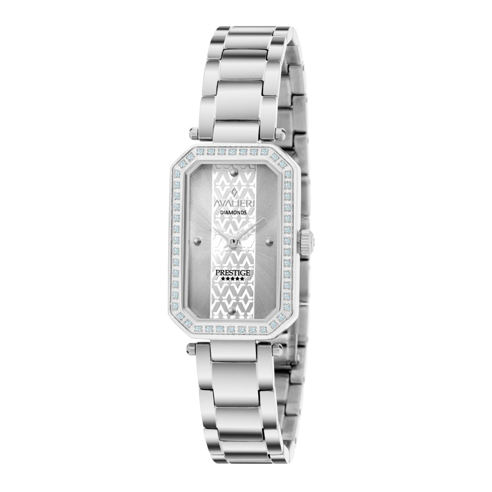 Avalieri Prestige Women's Swiss Quartz Movement Silver Dial Watch - AP-0001 (48/D 0.24CT )
