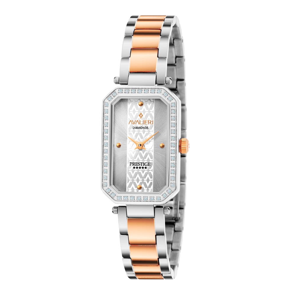 Avalieri Prestige Women's Swiss Quartz Movement Silver Dial Watch - AP-0004 (48/D 0.24CT )