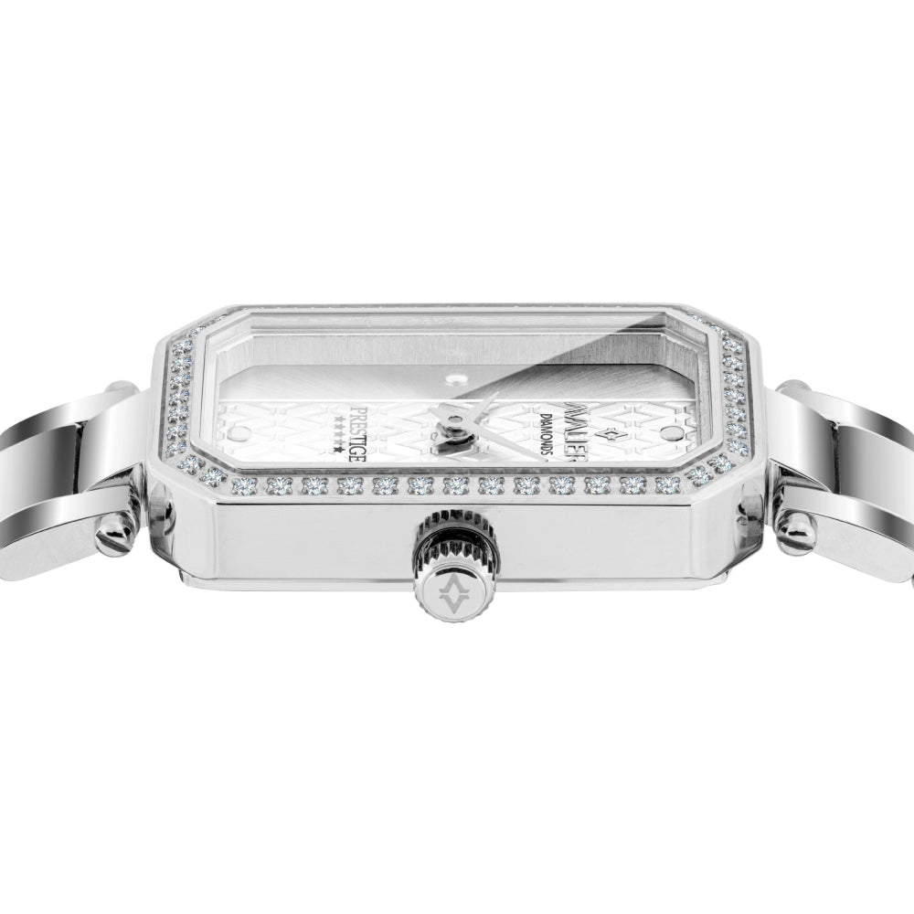 Avalieri Prestige Women's Swiss Quartz Movement Silver Dial Watch - AP-0001 (48/D 0.24CT )
