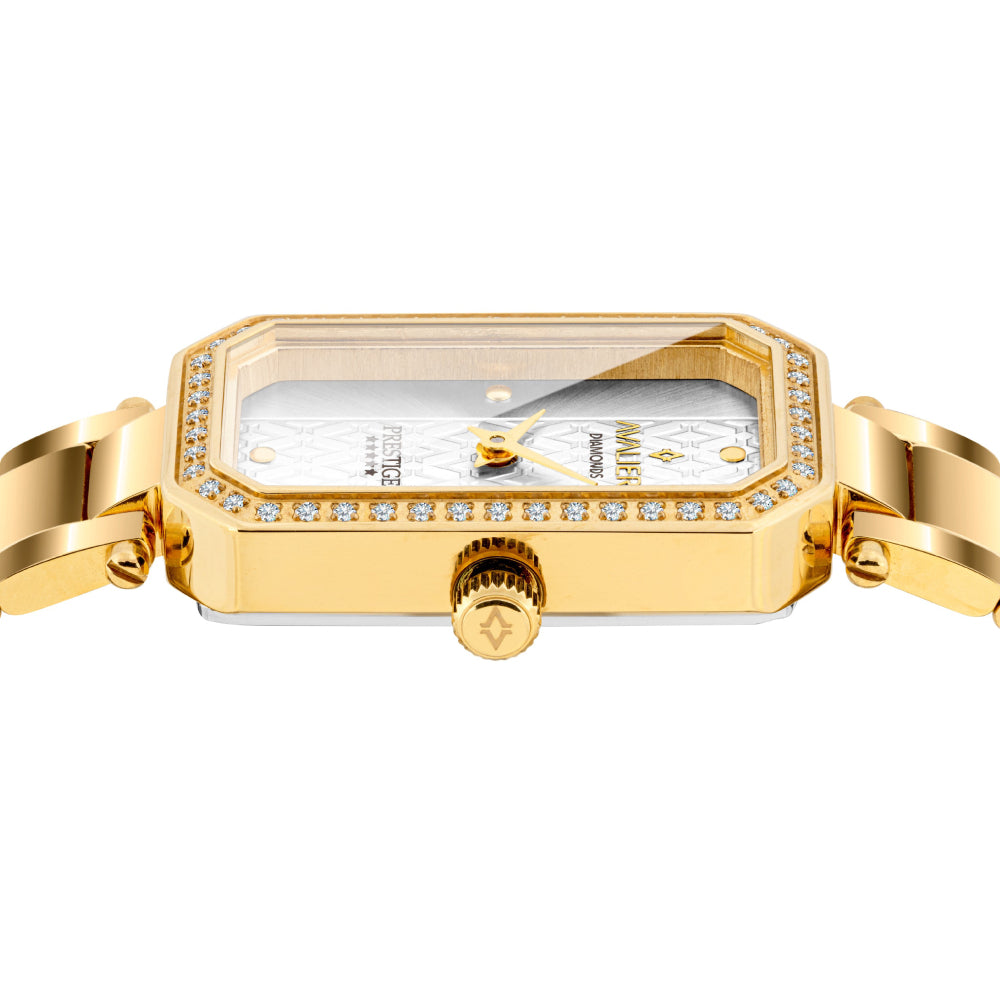 Avalieri Prestige Women's Swiss Quartz Movement Silver Dial Watch - AP-0003 (48/D 0.24CT )