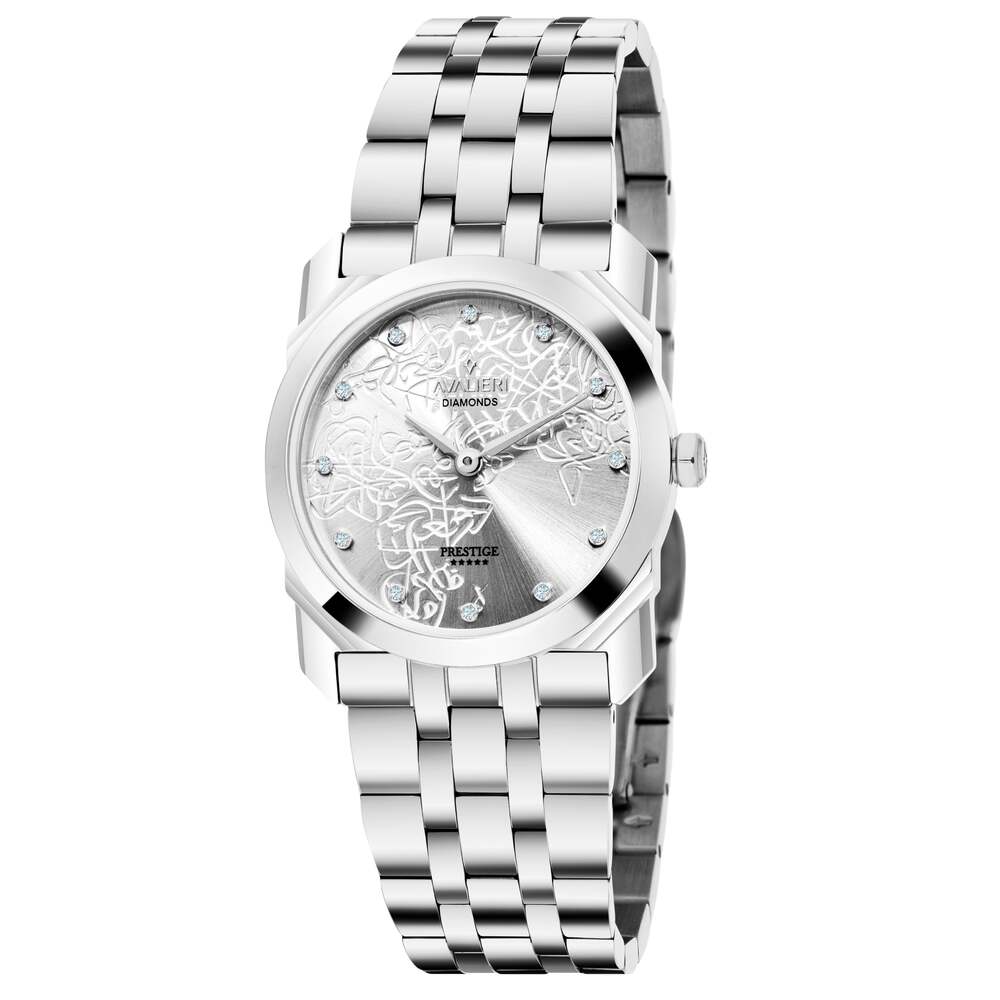 Avalieri Prestige Women's Swiss Quartz Movement White Dial Watch - AP-0071 (12/D 0.06CT )