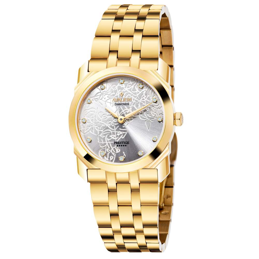 Avalieri Prestige Women's Swiss Quartz Movement White Dial Watch - AP-0072 (12/D 0.06CT )