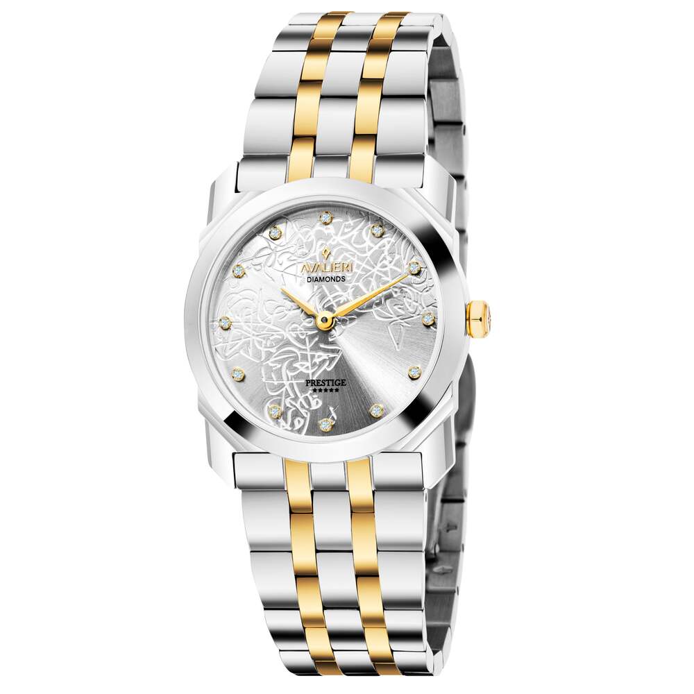 Avalieri Prestige Women's Swiss Quartz Movement White Dial Watch - AP-0074 (12/D 0.06CT )
