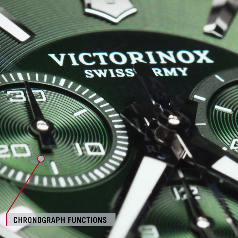 ساعة فيكتورينوكس الرجالية بحركة كوارتز ولون مينا أخضر - VTX-0148
