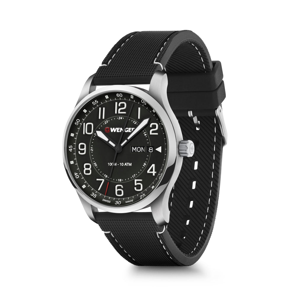 Wenger Men's Quartz Watch with Black Dial - WNG-0070
