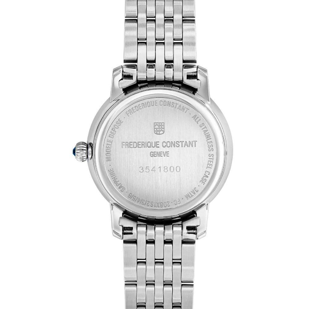 ساعة فريدريك كونستانت النسائية بحركة كوارتز ولون مينا أبيض - FC-0061(8/D 0.0376CT)