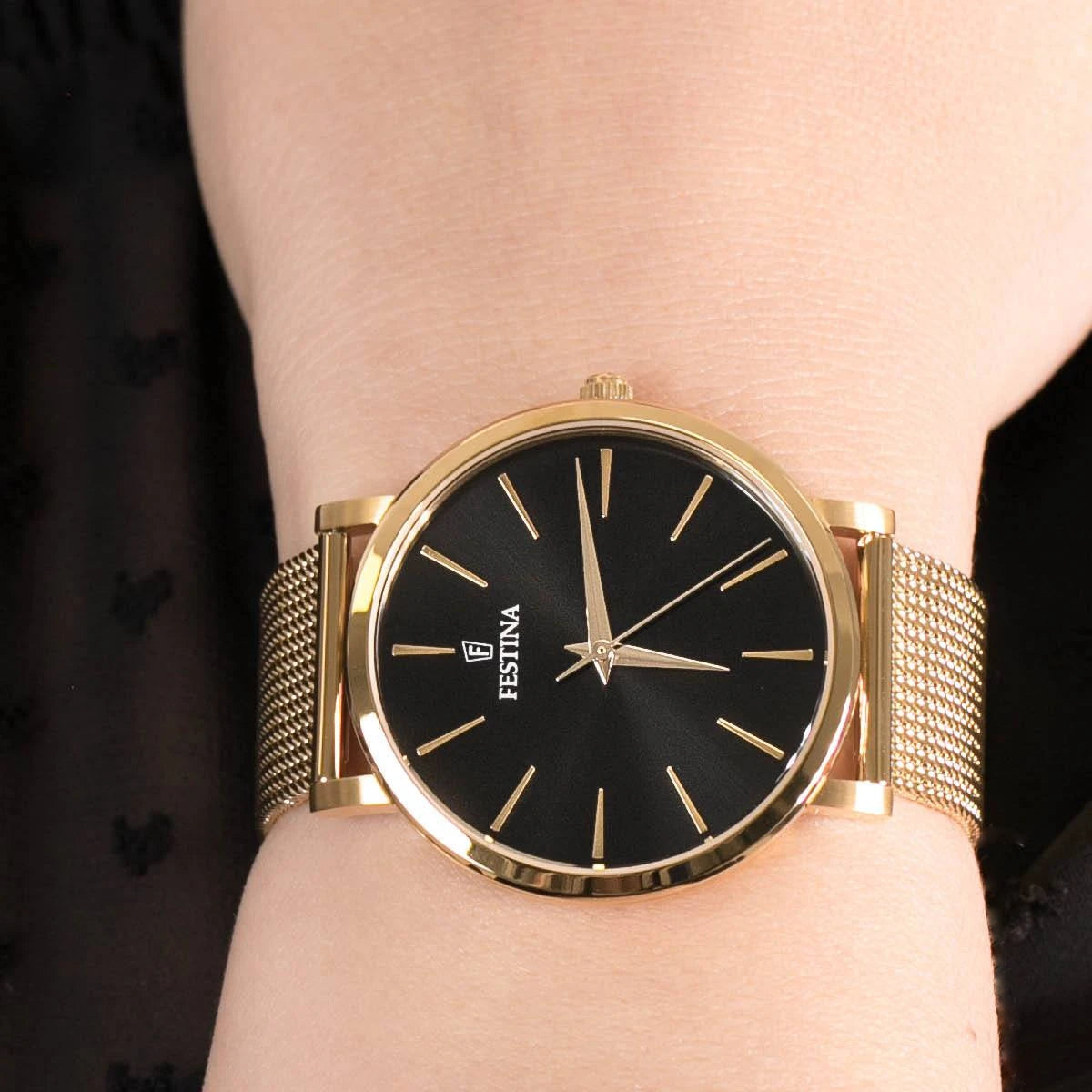Women\'s black quartz watch, movement, - f20476/2 dial