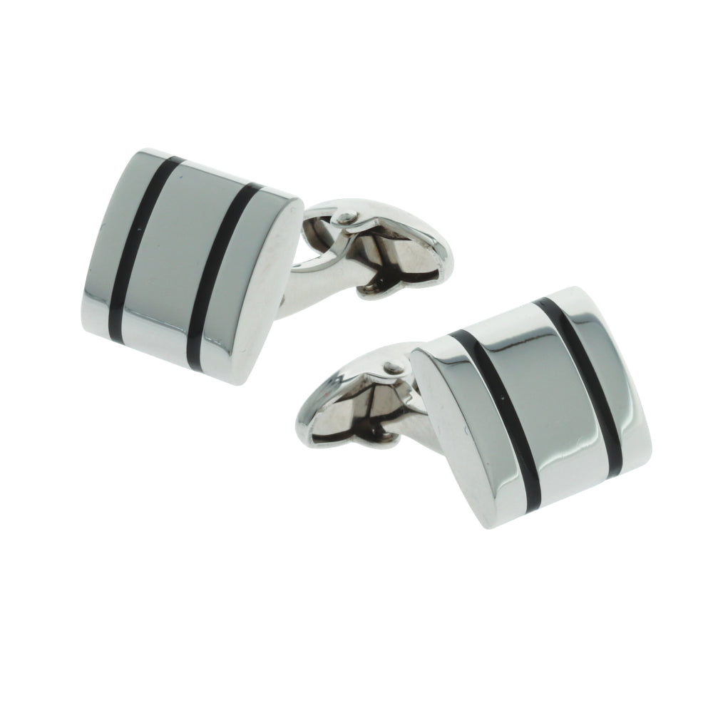 Silver and black cufflinks from Murex - MURCF-0018