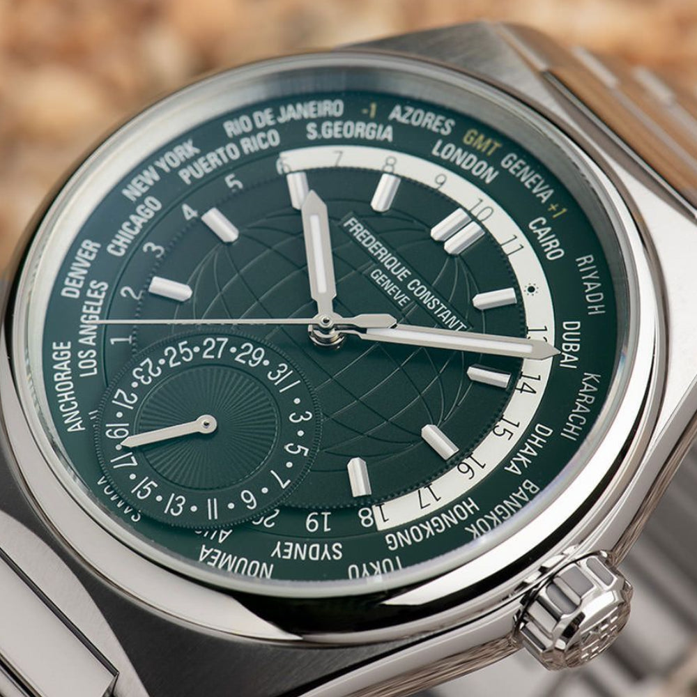 Frederique Constant Men's Automatic Movement Green Dial Watch - FC-0234+R.STRAP