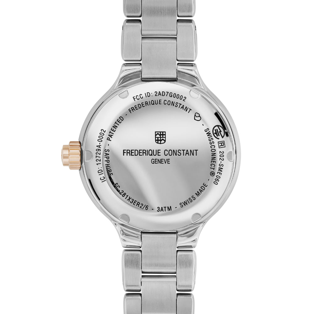ساعة فريدريك كونستانت النسائية بحركة كوارتز ولون مينا أبيض - FC-0091(8/D 0.04CT)